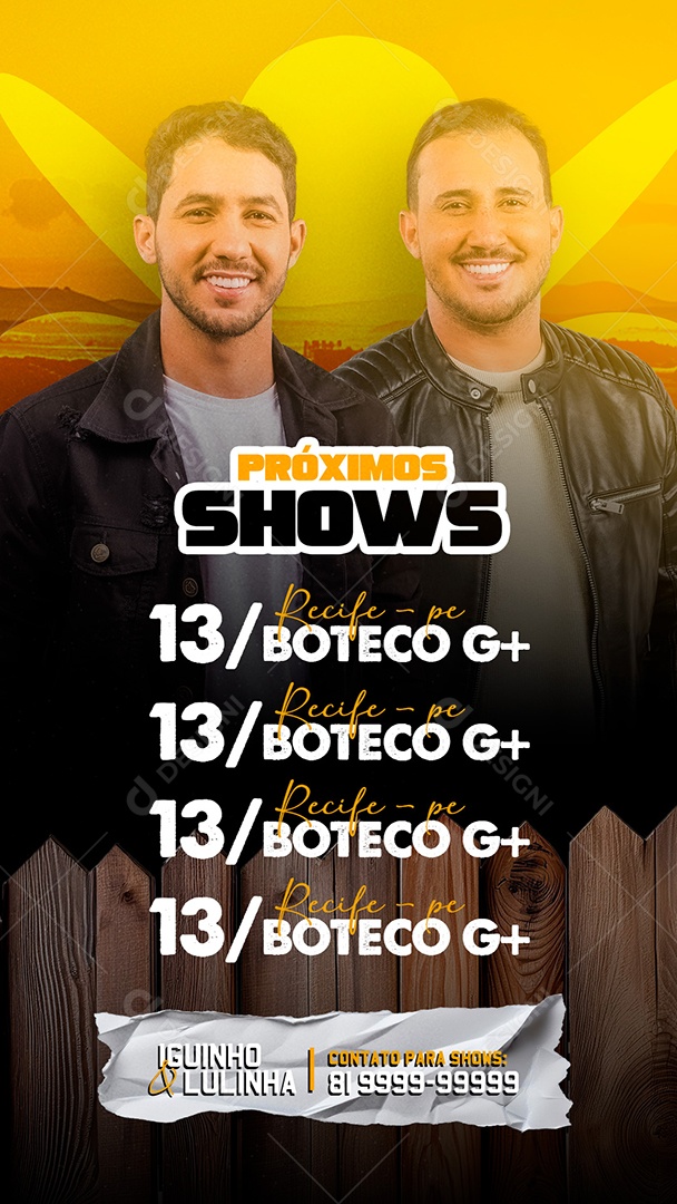 Story Flyer Próximos Shows Agenda Social Media PSD Editável