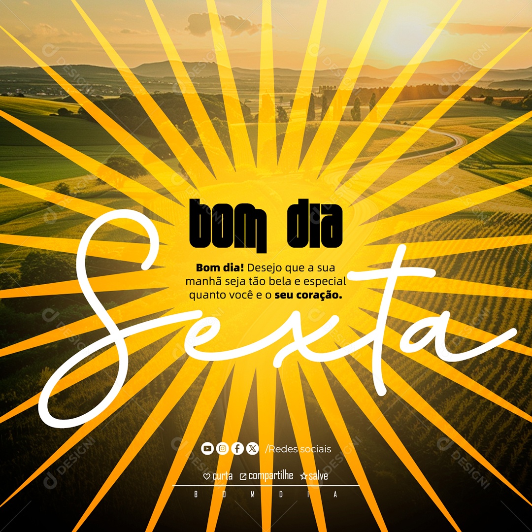 Banner Motivacional Bom Dia Sexta Social Media PSD Editável