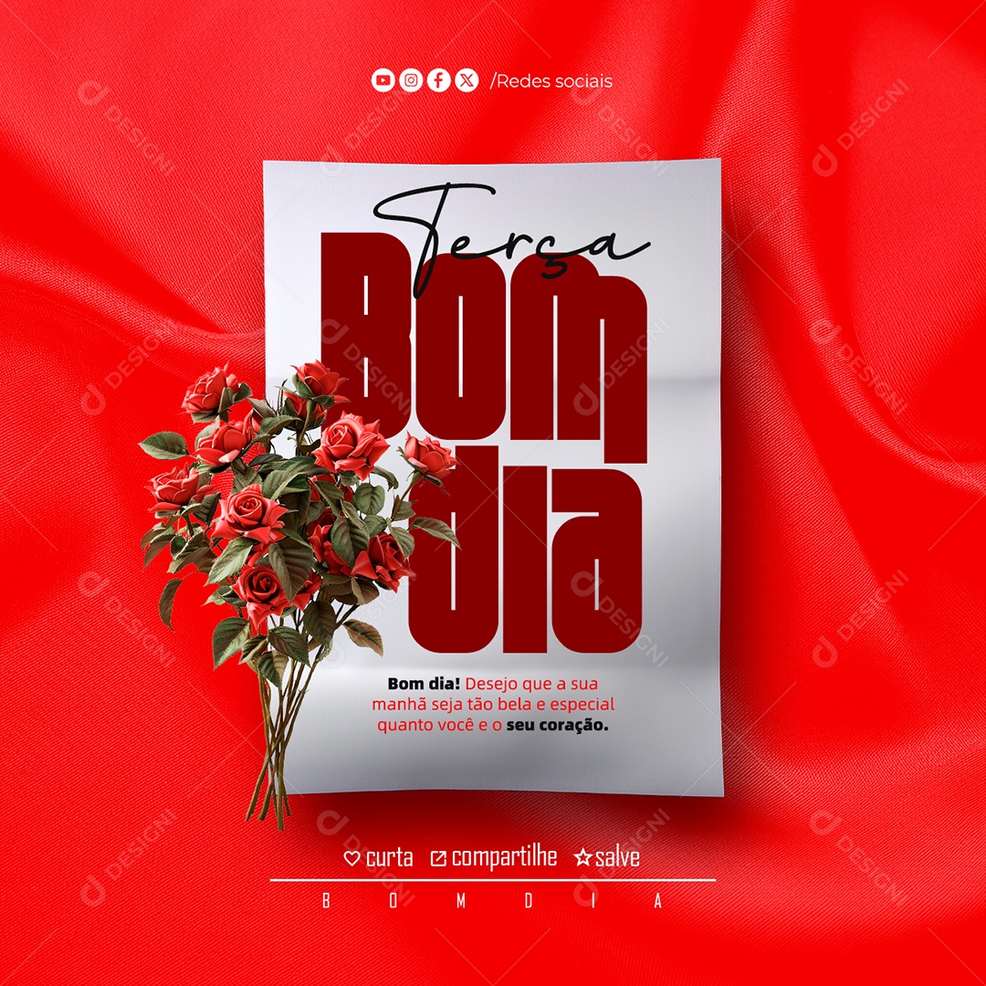 Frase Motivacional Bom Dia Terça Social Media PSD Editável