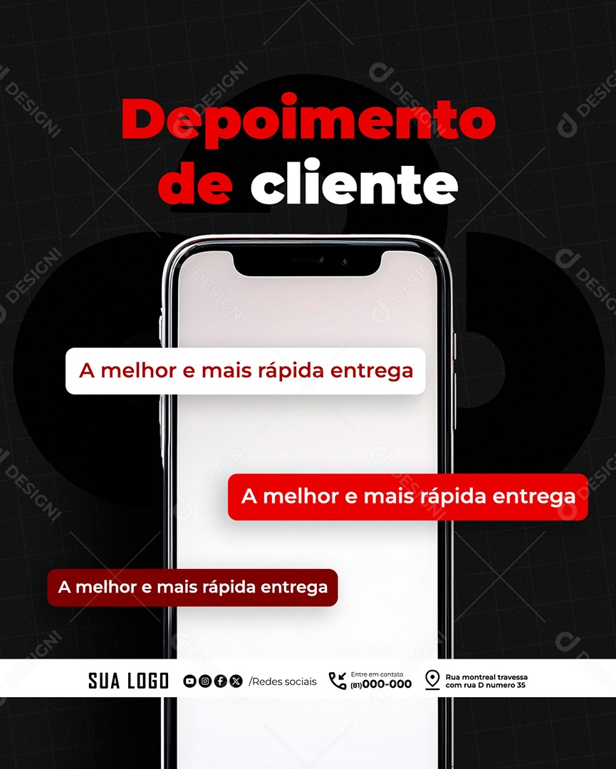 Feed Depoimento de Cliente Social Media PSD Editável