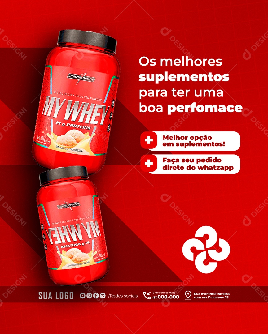 Feed Os Melhores Suplementos Para Ter Uma Boa Performasse Social Media PSD Editável