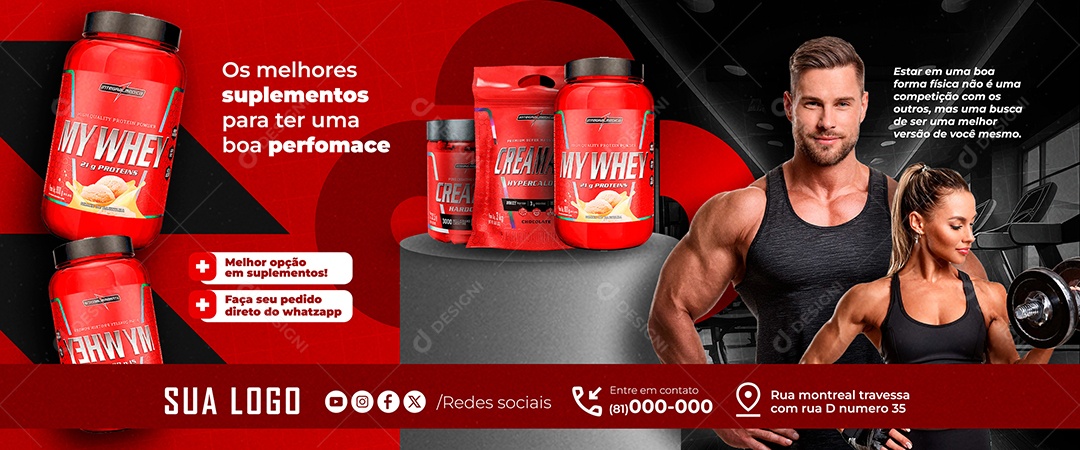 Banner Os Melhores Suplementos Para Ter Uma Boa Performasse Social Media PSD Editável