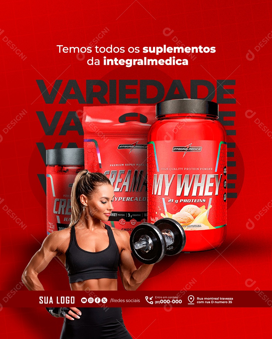 Feed Temos Todos Os Suplementos Da Integralmedica Social Media PSD Editável