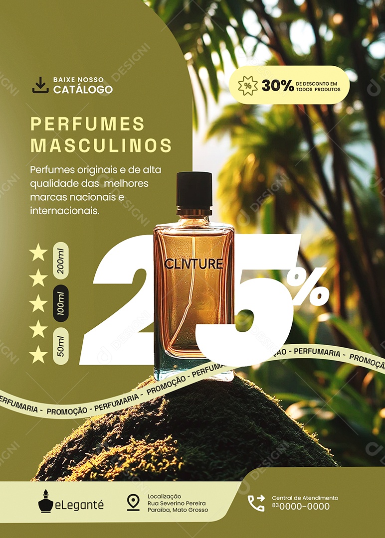 Flyer Perfumaria Perfumes Masculinos Social Media PSD Editável