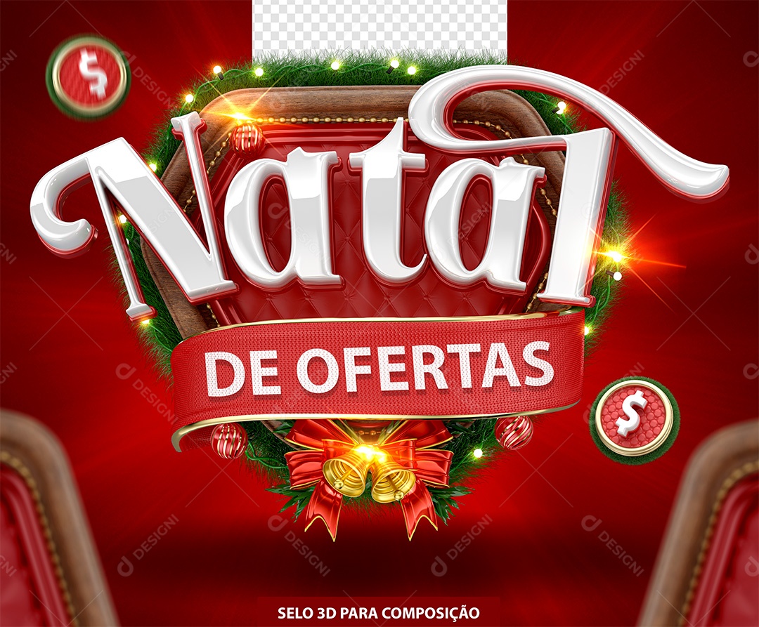Natal de Ofertas Selo 3D para Composição PSD