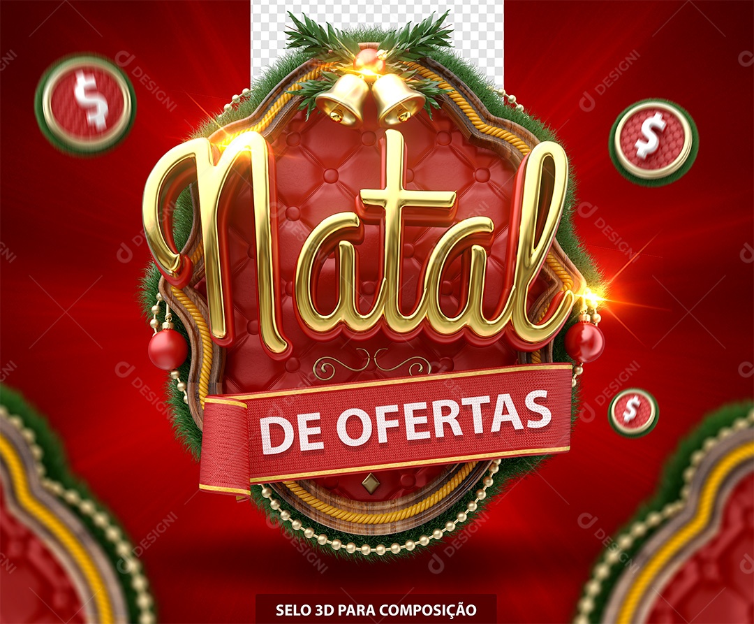 Natal de Ofertas Selo 3D para Composição PSD