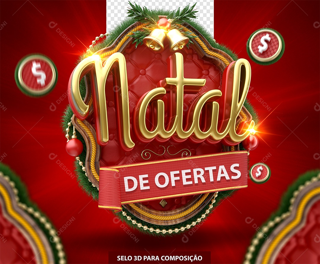 Natal de Ofertas Selo 3D para Composição PSD