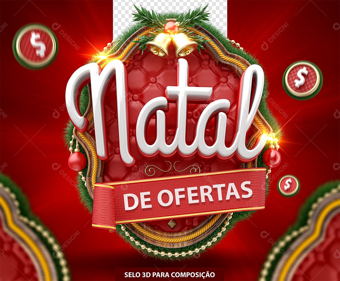 Natal de Ofertas Selo 3D para Composição PSD