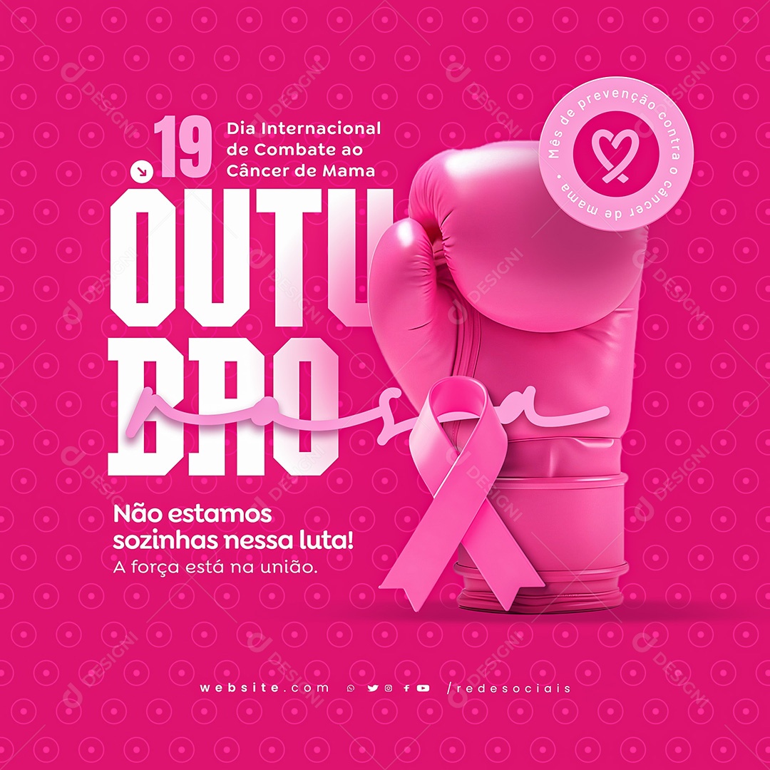 Dia Internacional de Combata Contra Câncer de Mama Social Media PSD Editável