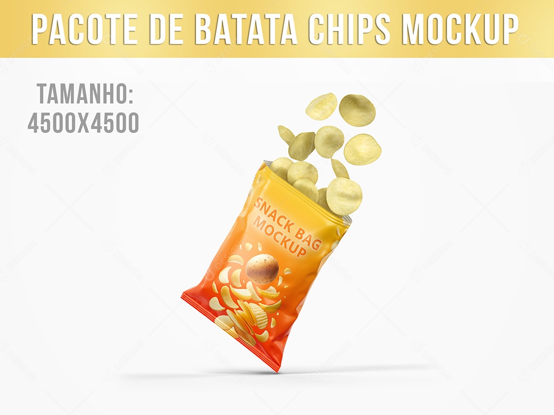 Pacote de Batata Chips Mockup PSD Editável