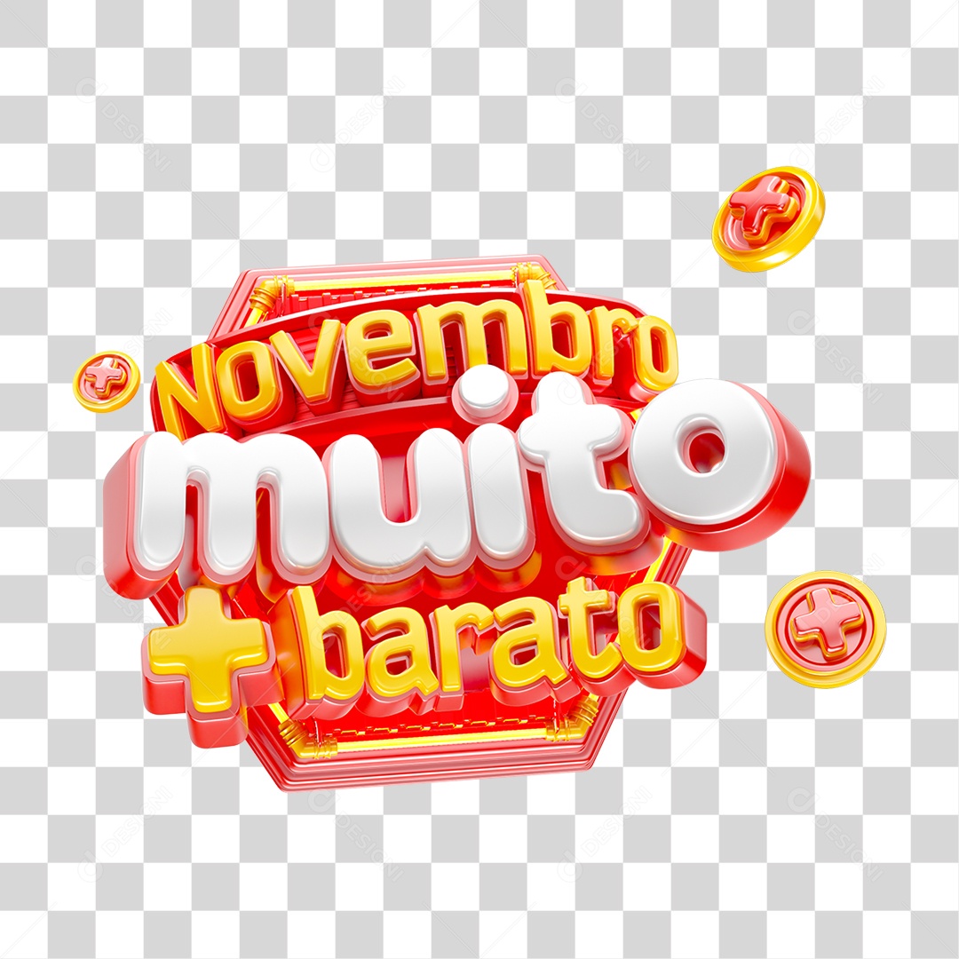 Selo 3D Novembro muito + Barato PNG Transparente