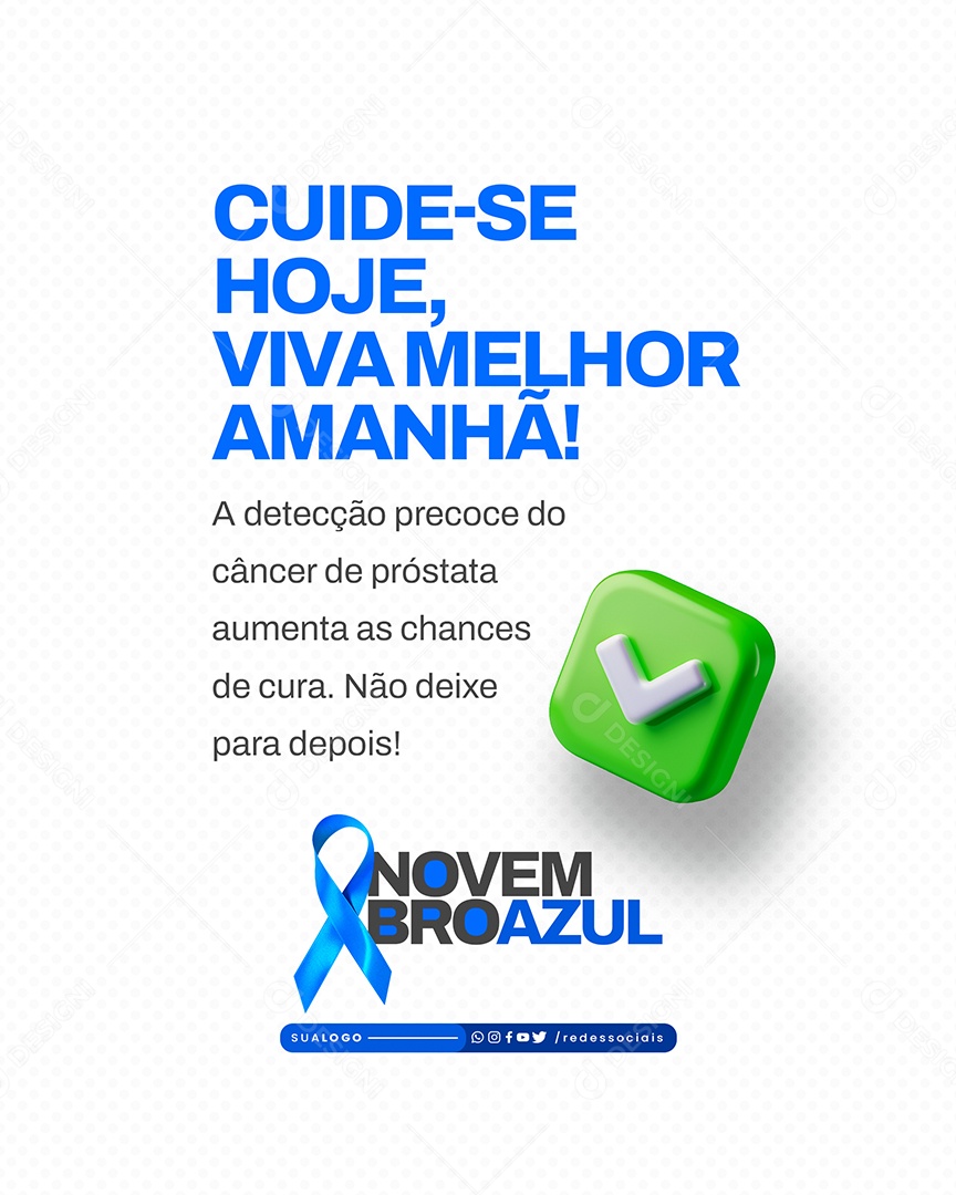 Novembro Azul Cuide Se Hoje Viva Melhor Amanhã Social Media PSD Editável