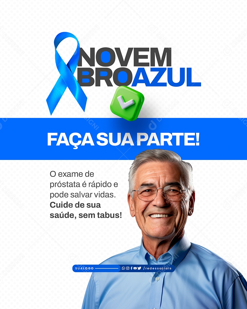 Novembro Azul Faça Sua Parte Social Media PSD Editável