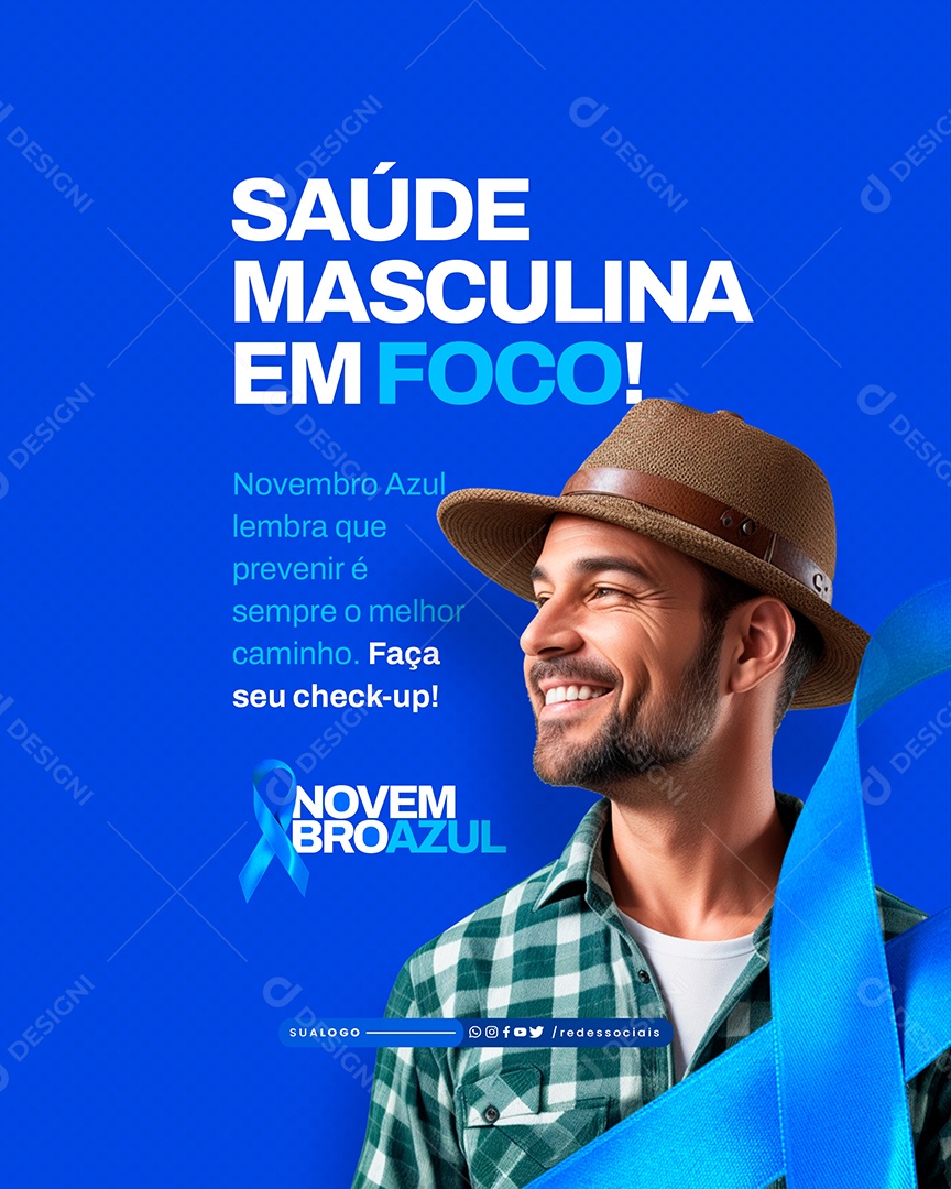 Novembro Azul Saúde Masculina em Foco Social Media PSD Editável