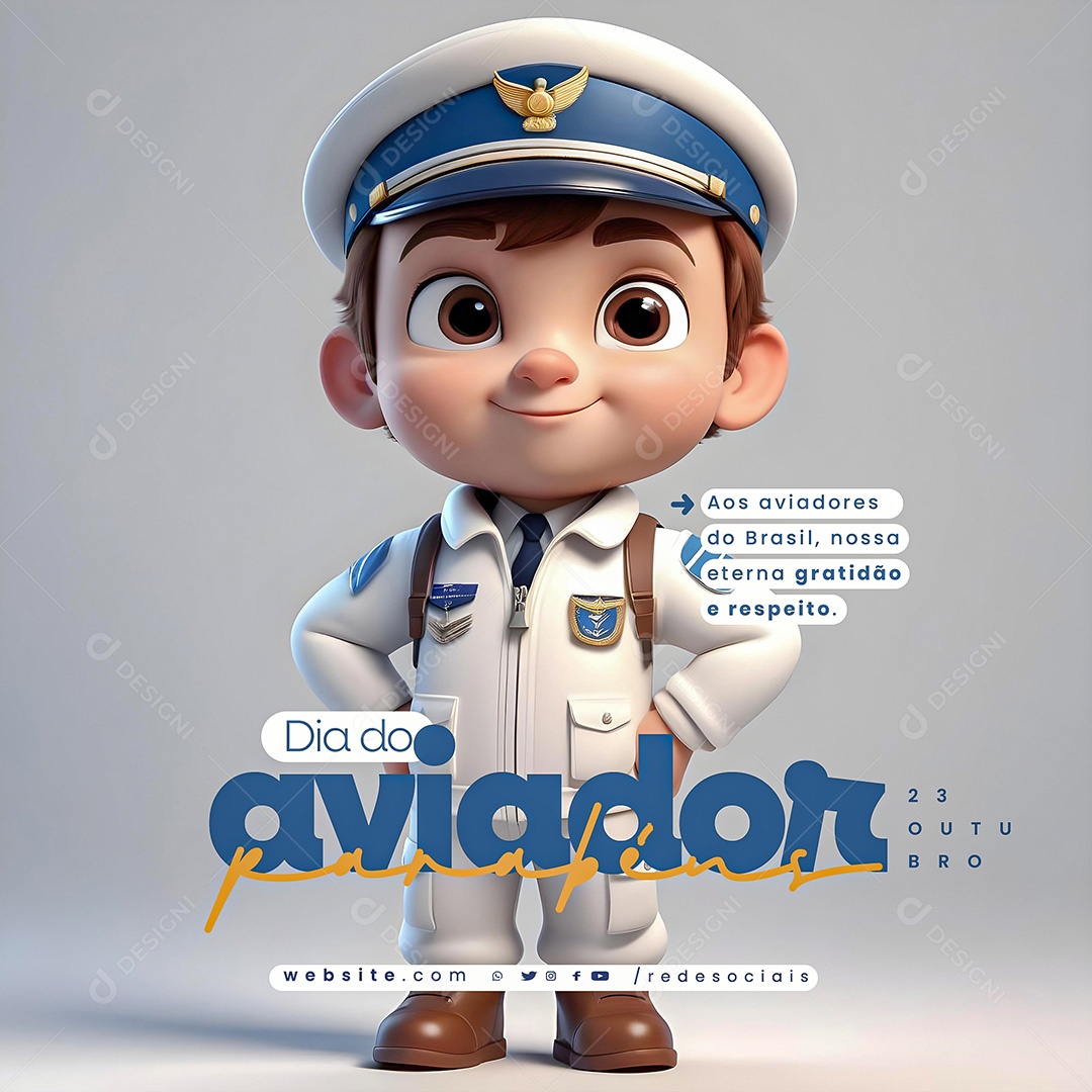 Dia do Aviador 23 de Outubro Social Media PSD Editável