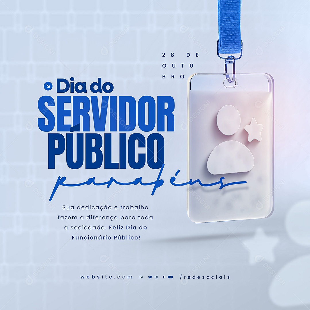 Dia do Servidor Público 28 de Outubro Parabéns Social Media PSD Editável