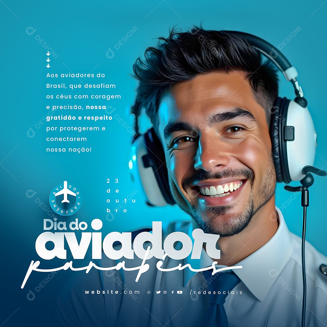 Dia do Aviador 23 de Outubro Social Media PSD Editável