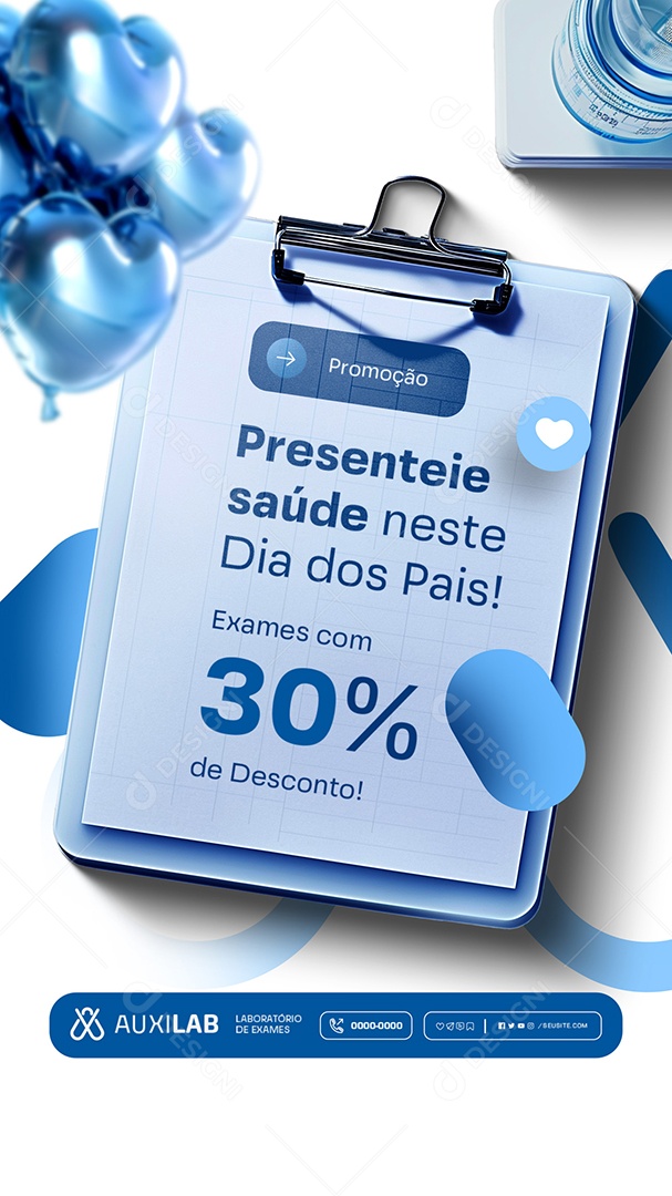 Story Promoção Exames com Desconto Social Media PSD Editável