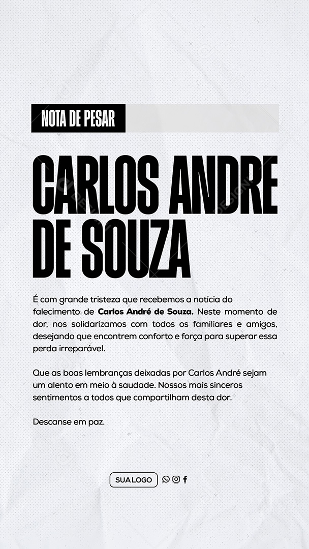 Story Nota de Pesar Social Media PSD Editável