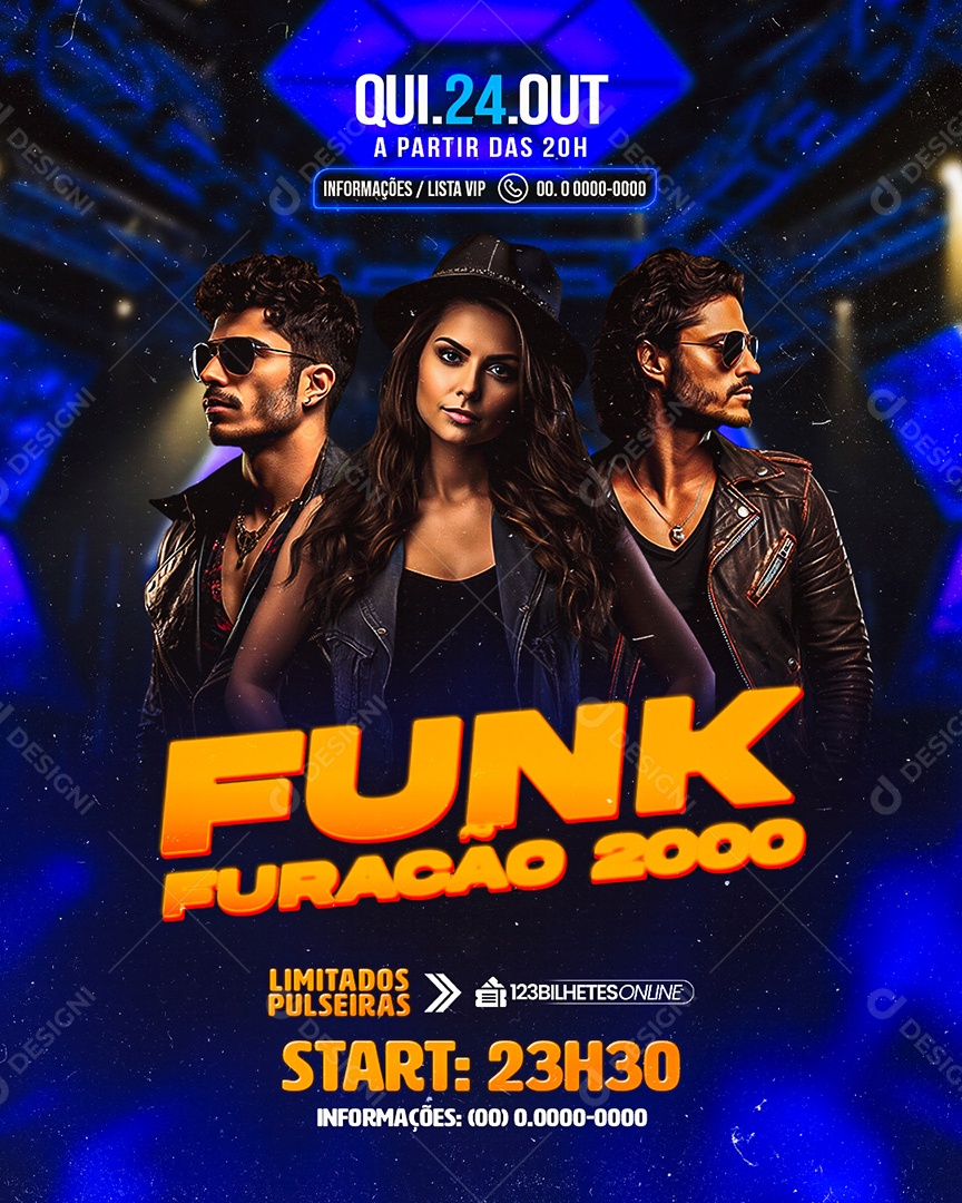 Flyer Funk Furacão 2000 Social Media PSD Editável