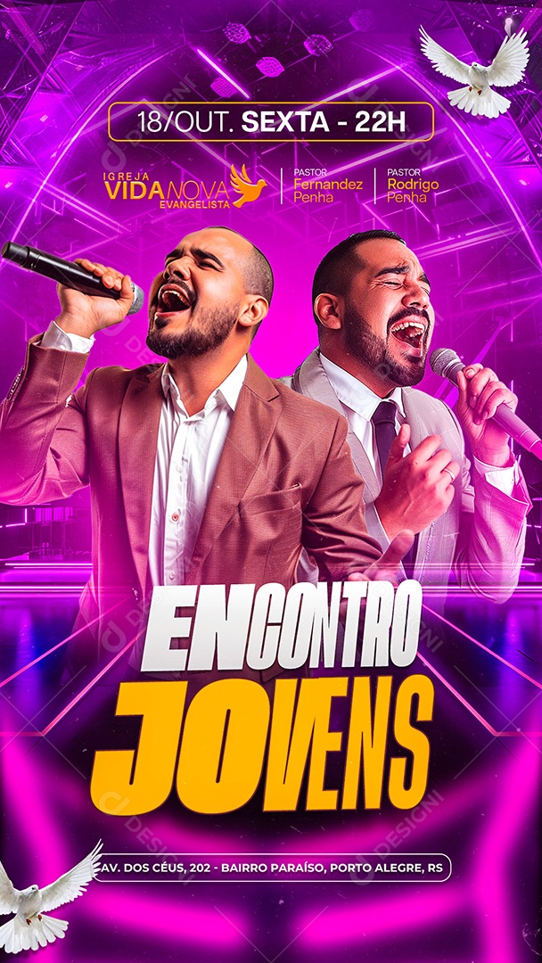 Story Flyer Gospel Encontro Jovens Social Media PSD Editável