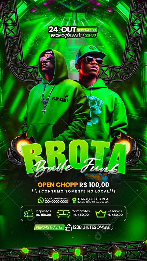 Story Flyer Brota Baile Funk Social Media PSD Editável