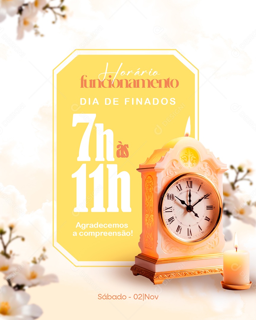 Story Horário de Funcionamento Dia de Finados Social Media PSD Editável