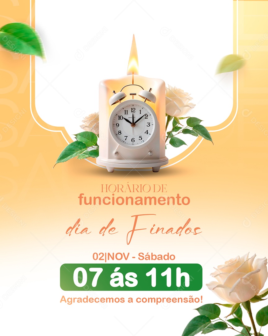 Story Horário de Funcionamento Dia de Finados Social Media PSD Editável
