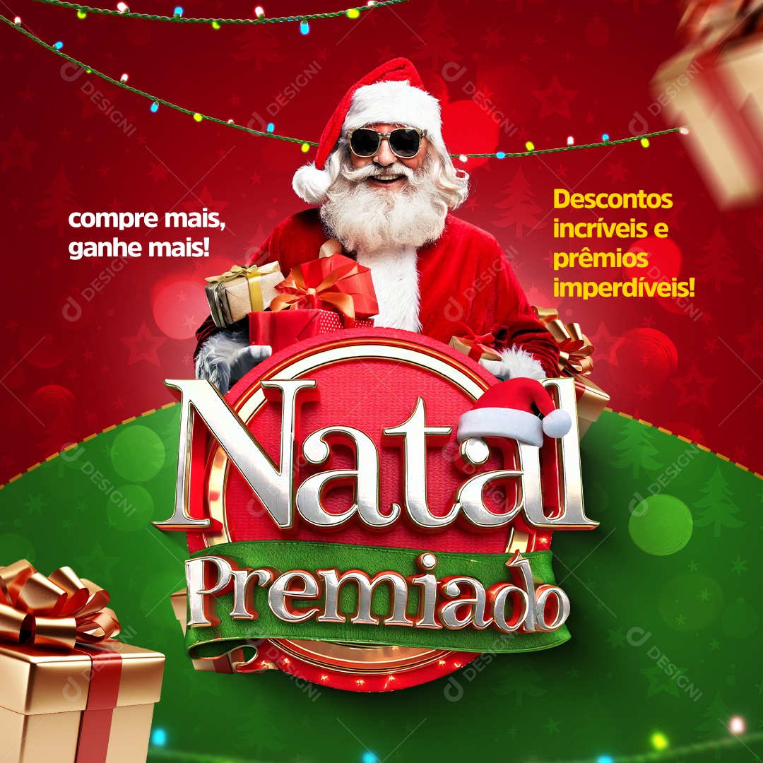 Natal Premiado Descontos incríveis Social Media PSD Editável
