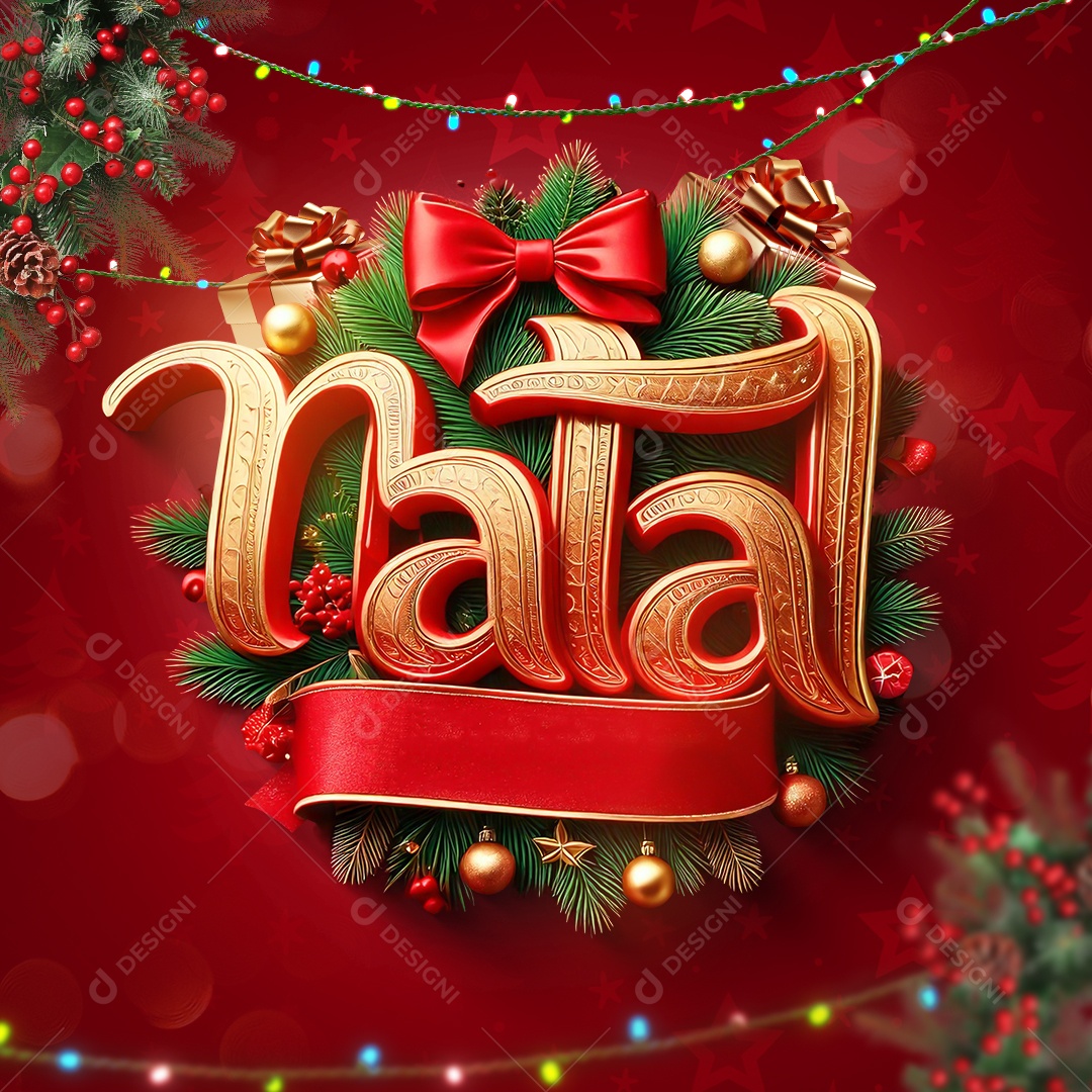 Selo 3D Natal para Composição PSD