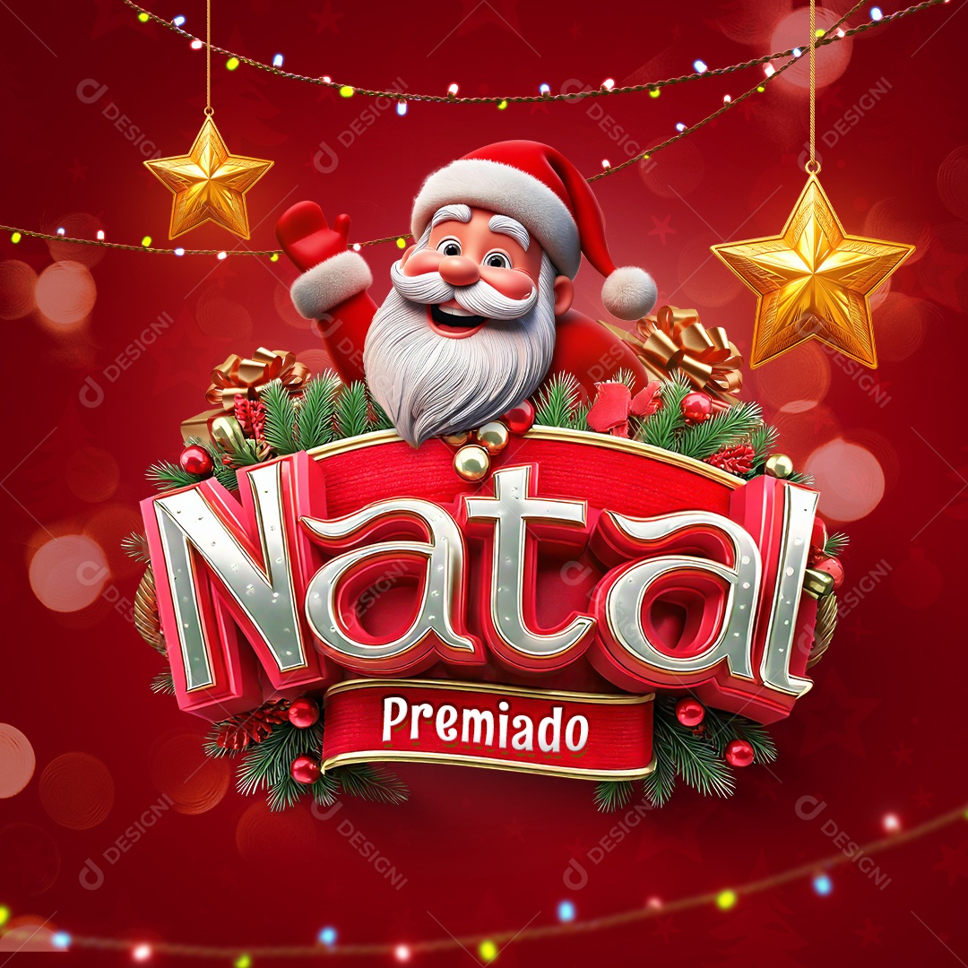 Selo 3D Natal Premiado Composição PSD