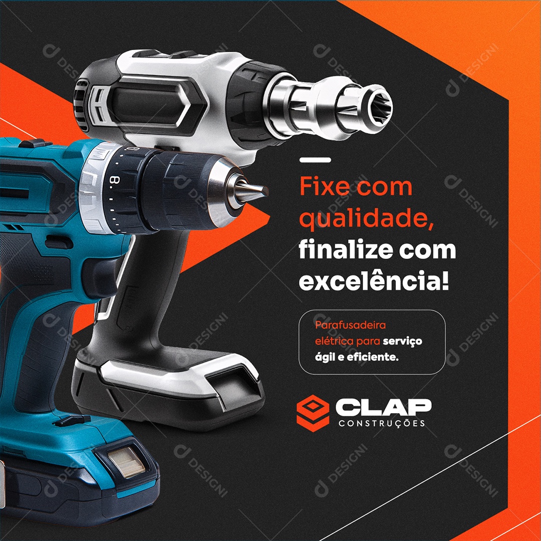Ferramentas Elétricas Parafusadeira Elétrica Fixe com Qualidade Social Media PSD Editável