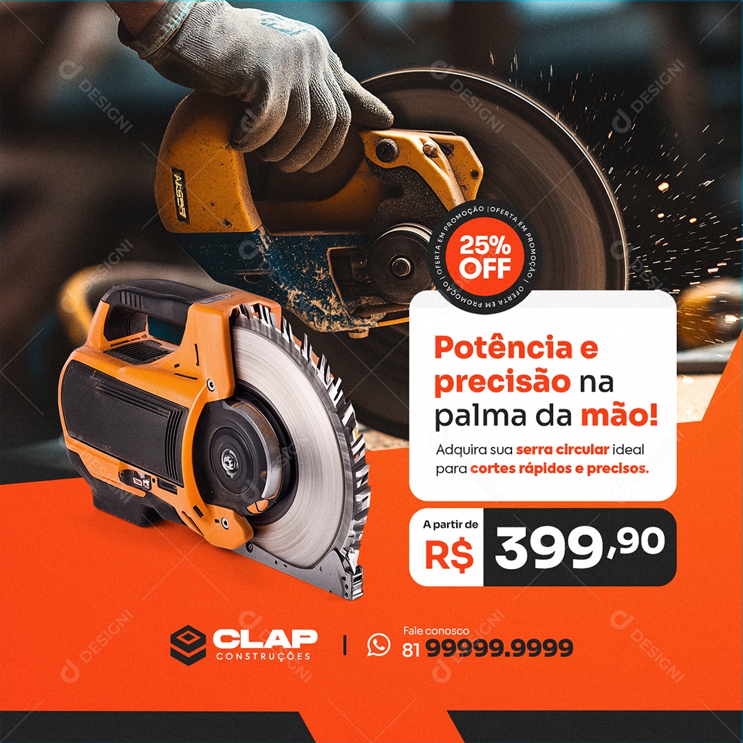 Ferramentas Elétricas Serra Circular Social Media PSD Editável