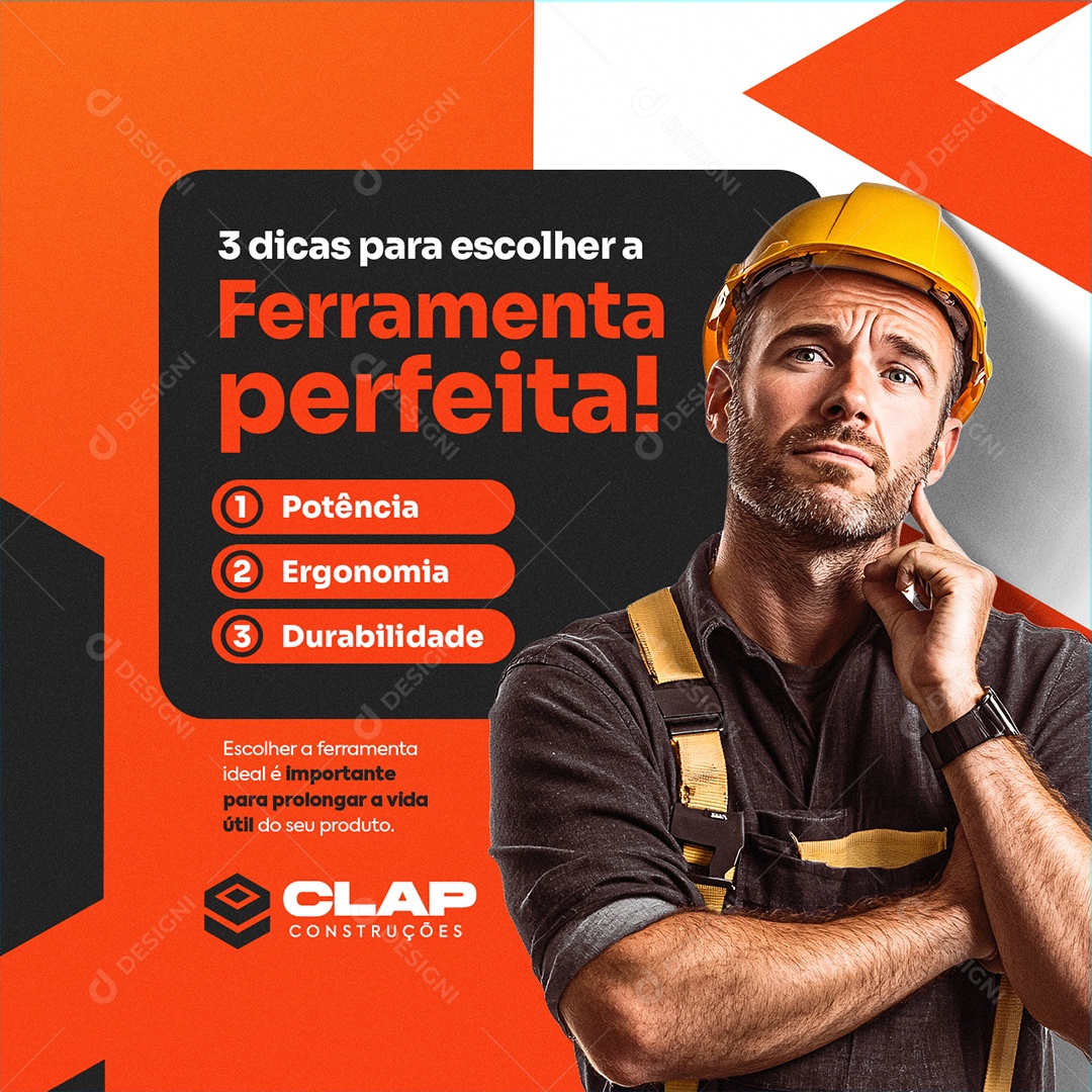 Ferramentas Elétricas Três Dicas para Escolher a Ferramenta Perfeita Social Media PSD Editável