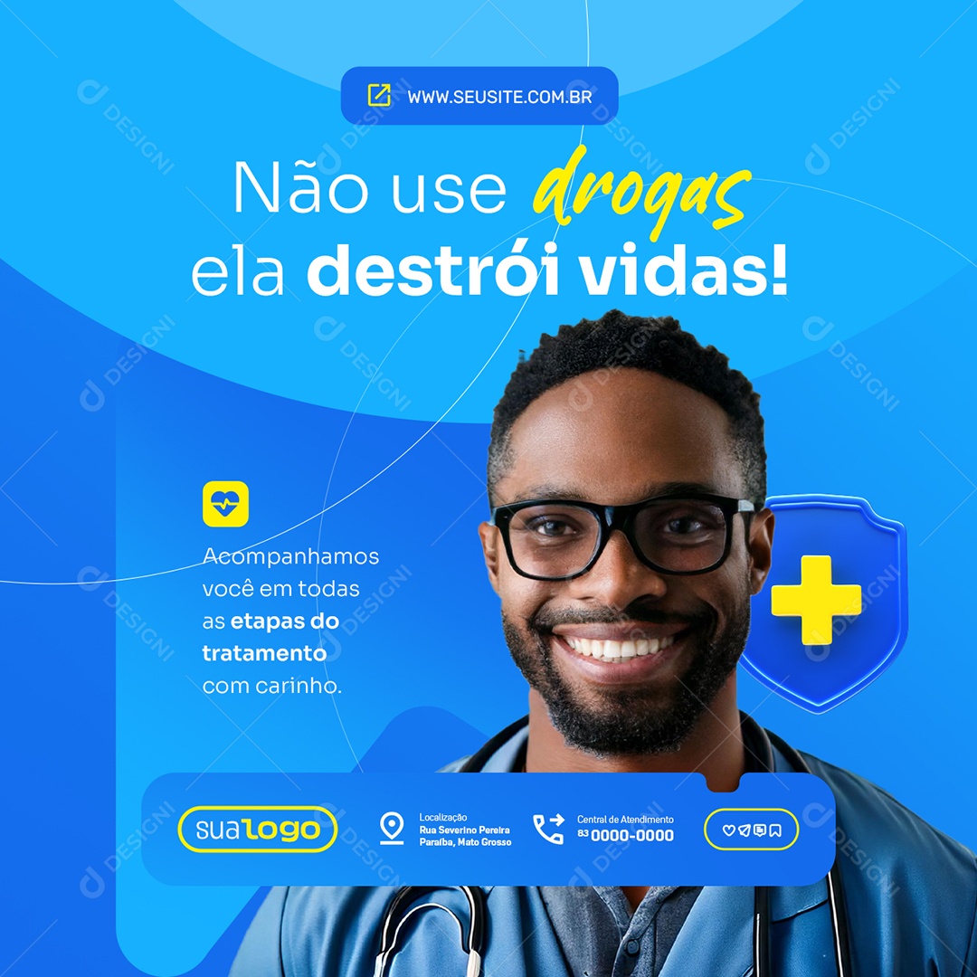 Clinica Hospitalar Não use Drogas Ela Destrói Vidas Social Media PSD Editável