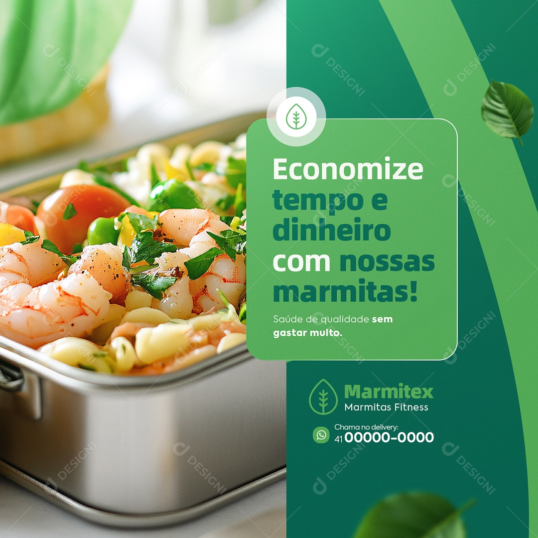 Marmita Fitness Economize Tempo Social Media PSD Editável