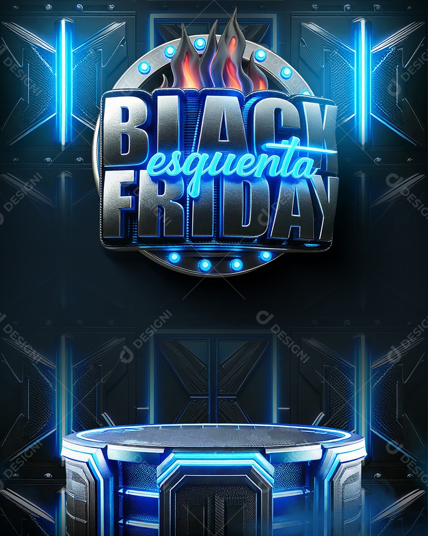 Selo 3D Esquenta Black Friday para Composição PSD
