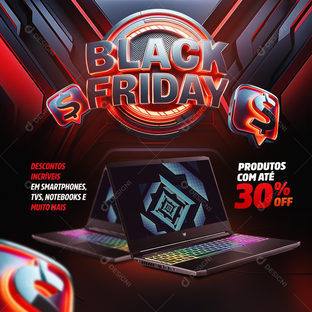 Black Friday Lojas Eletrônicos Social Media PSD Editável