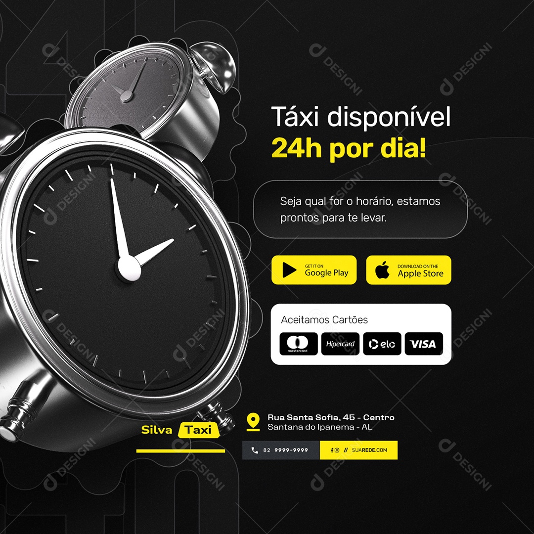 Taxista Táxi Disponível Social Media PSD Editável