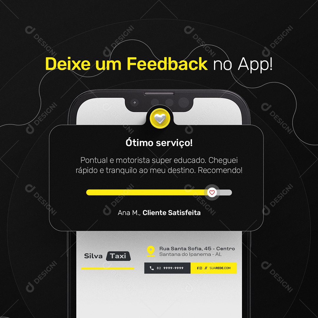 Taxista Deixe um Feedback no App Social Media PSD Editável