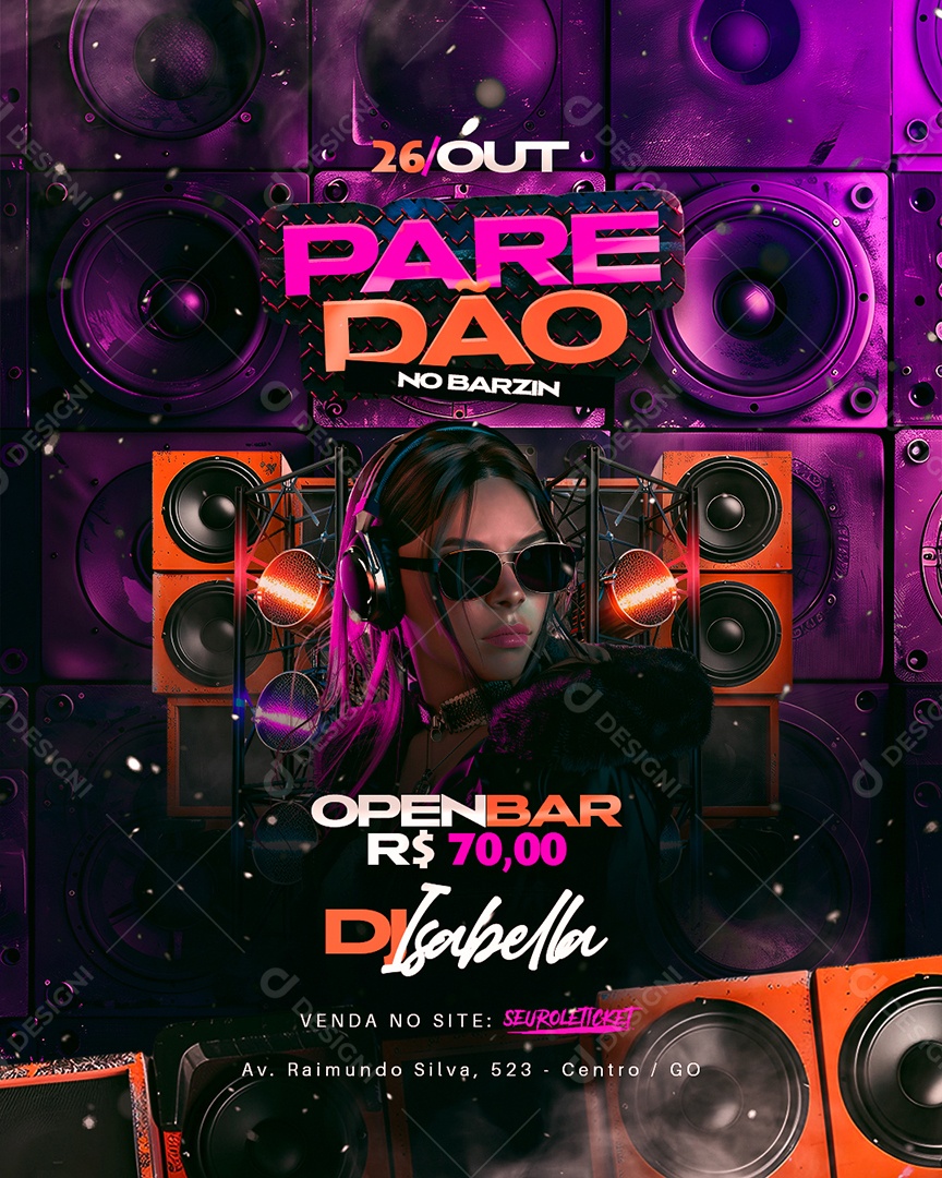 Flyer Paredão No Barzin DJ Isabella Social Media PSD Editável