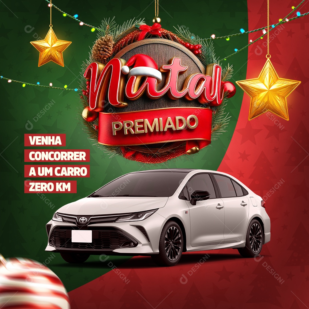 Natal Premiado Venha Concorrer um Carro Social Media PSD Editável