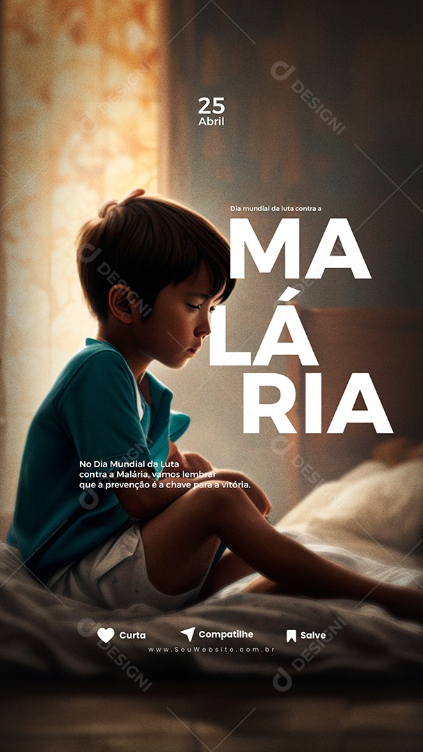 Story Dia Mundial da Luta Contra a Malária 25 de Abril Social Media PSD Editável
