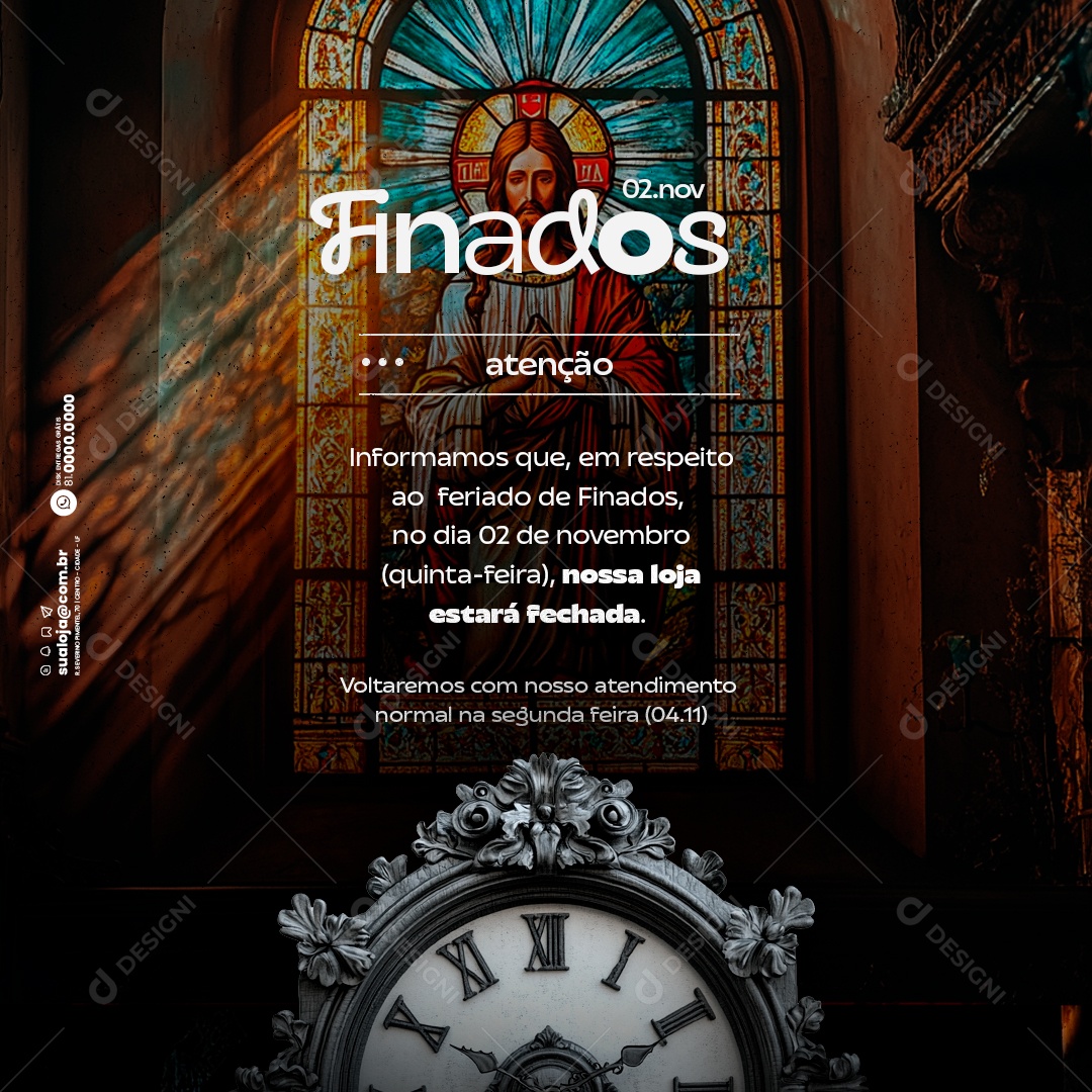 Social Media Comunicado Feriado Dia dos Finados PSD Editável