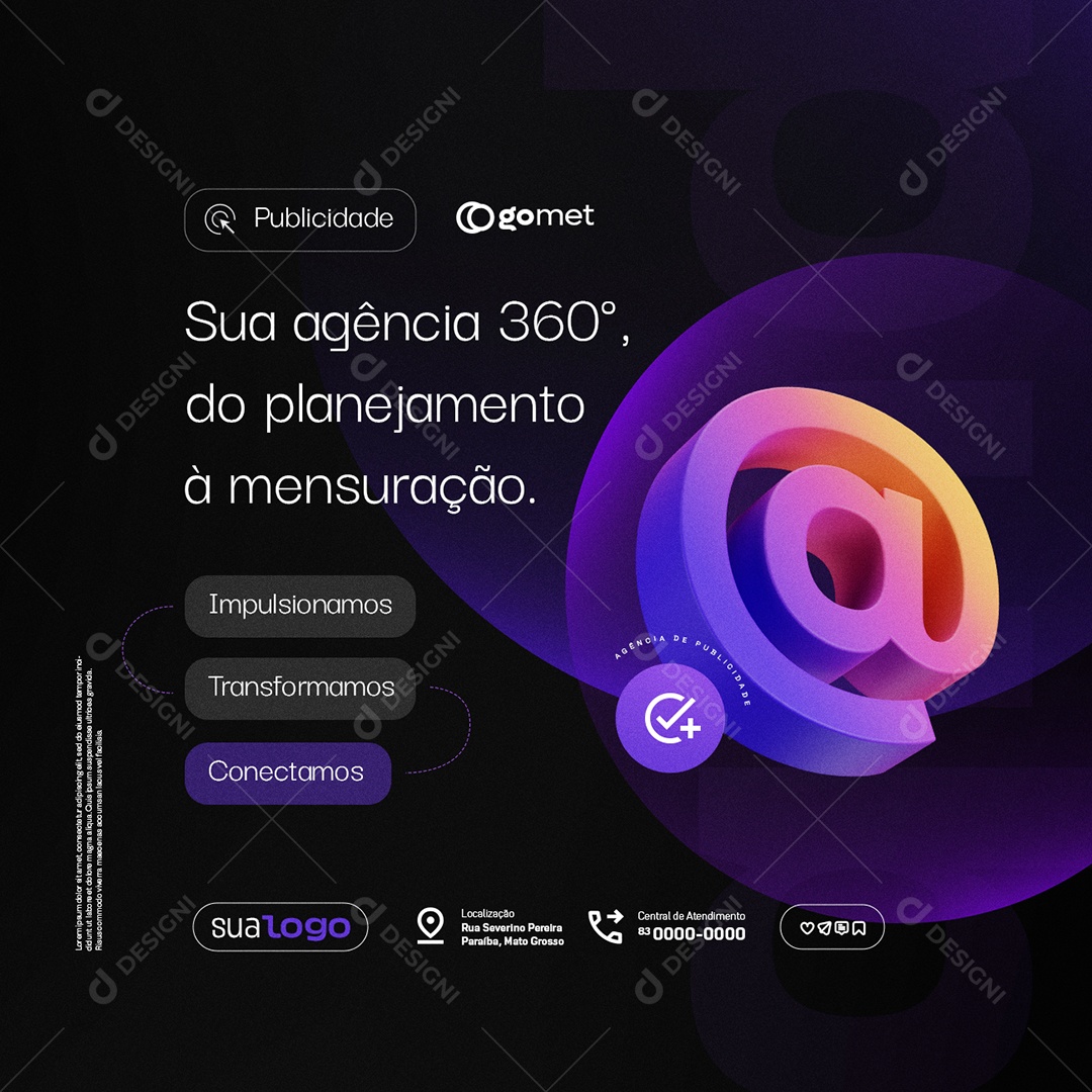 Agência de Publicidade Sua Agência 360 de Planejamento Social Media PSD Editável