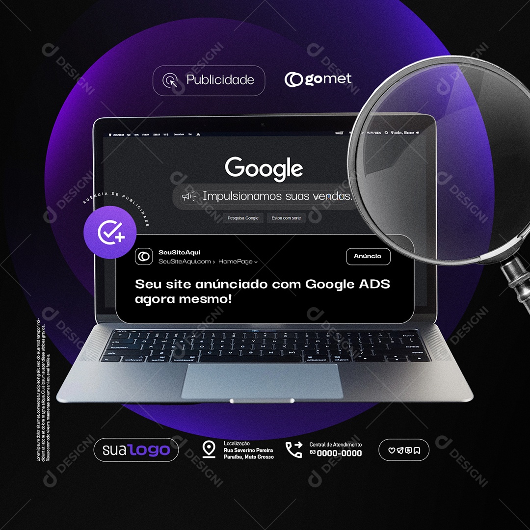 Agência de Publicidade seu Site Anúnciado com Google ADS Social Media PSD Editável