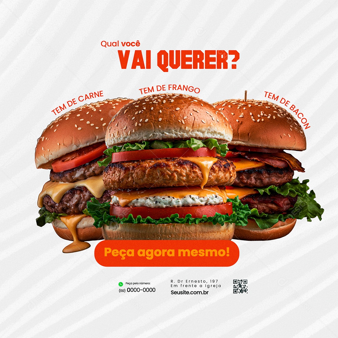 Hamburgueria Qual Você Vai Querer Social Media PSD Editável