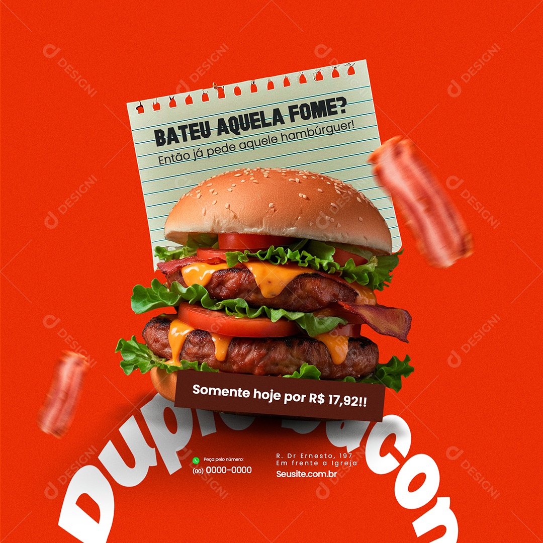 Bateu Aquela Fome Peça Seu Lanche Social Media PSD Editável