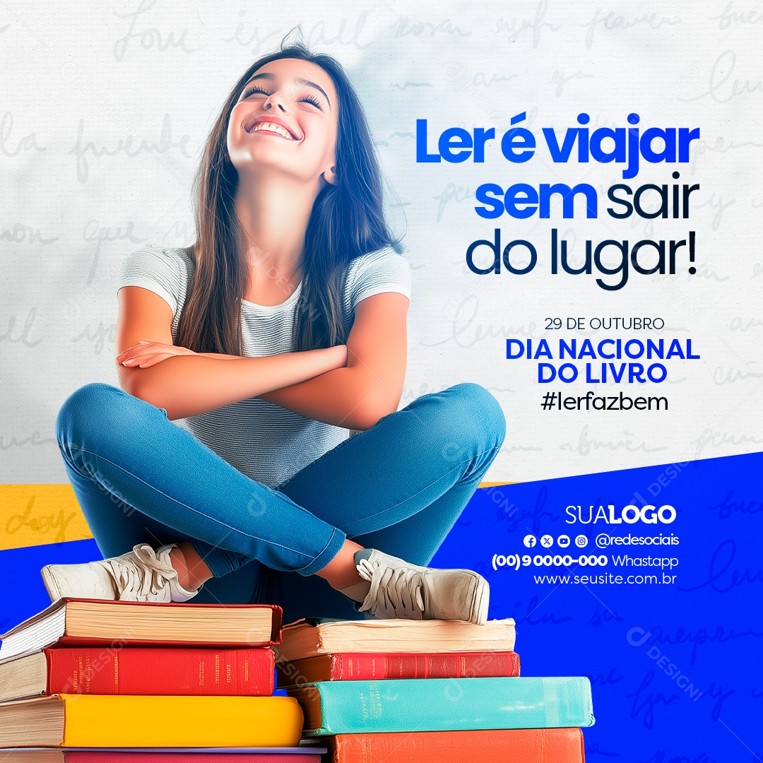 Dia Nacional do Livro 29 de Outubro Social Media PSD Editável