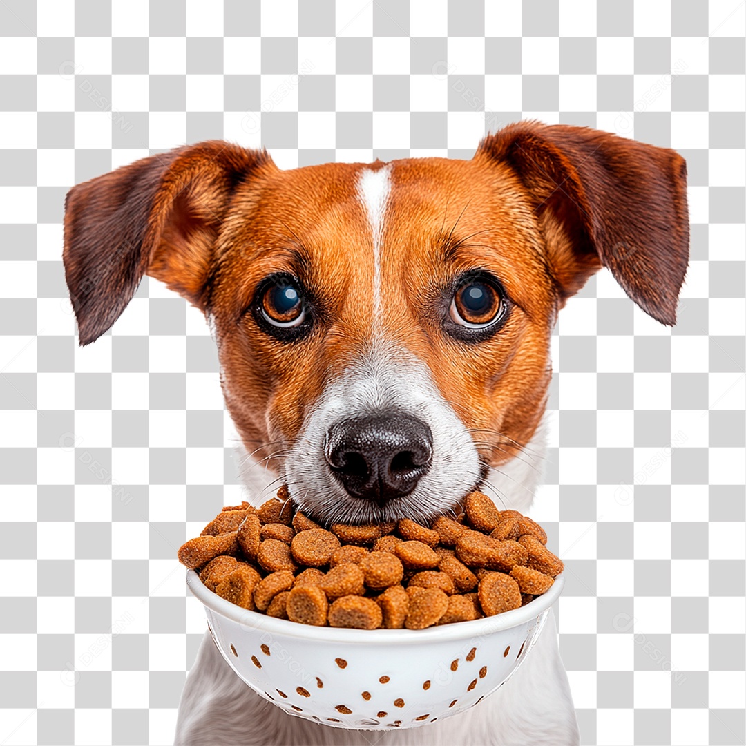 Cachorro com Vasilha de Ração PNG Transparente